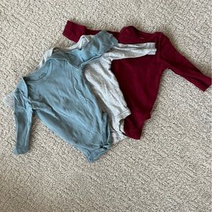 Carter’s Long Sleeve Onesies Burgundy, Blue, and Gray